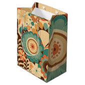  retro design floral brown beize green medium cadeauzakje (Achterkant Gekanteld)