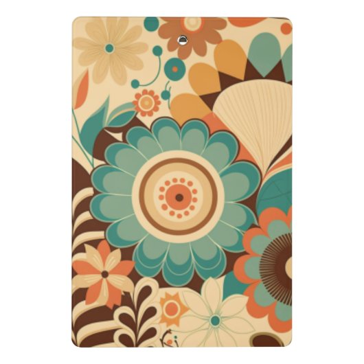  retro design floral brown beize green mini klembord (Achterkant)