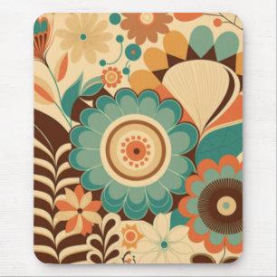  retro design floral brown beize green muismat
