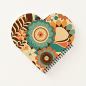retro design floral brown beize green notitieboek (Achterkant)