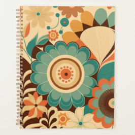 retro design floral brown beize green planner