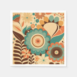 retro design floral brown beize green servet