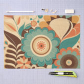 retro design floral brown beize green tissuepapier (Craft)