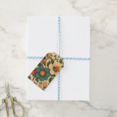  retro design floral pastel cadeaulabel (Met Touw)