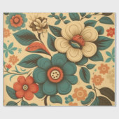 retro design floral pastel cadeaupapier (Vlak)