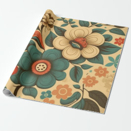  retro design floral pastel cadeaupapier