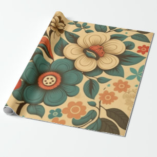  retro design floral pastel cadeaupapier