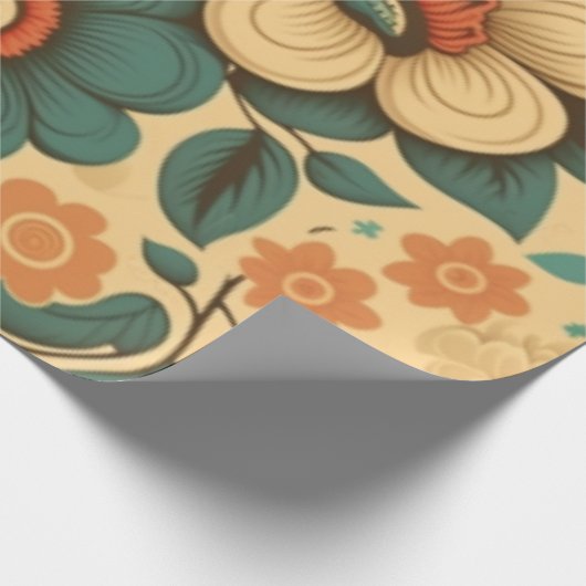  retro design floral pastel cadeaupapier (Hoek)