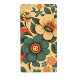  retro design floral pastel etiket