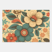 retro design floral pastel inpakpapier vel (Voorkant 3)