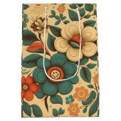 retro design floral pastel medium cadeauzakje (Achterkant)