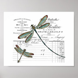 , Retro Design Frankreich - Libelle, Insekt Poster