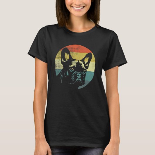 Retro Design Franse Bulldog hond T-shirt (Voorkant)
