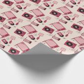 Retro design in verschillende tinten roze cadeaupapier (Hoek)