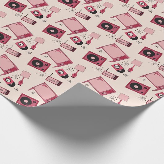 Retro design in verschillende tinten roze cadeaupapier (Hoek)