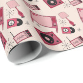 Retro design in verschillende tinten roze cadeaupapier (Rol Hoek)