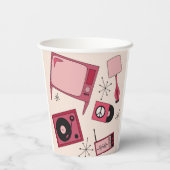 Retro design in verschillende tinten roze papieren bekers (Achterkant)
