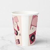 Retro design in verschillende tinten roze papieren bekers (Rechts)