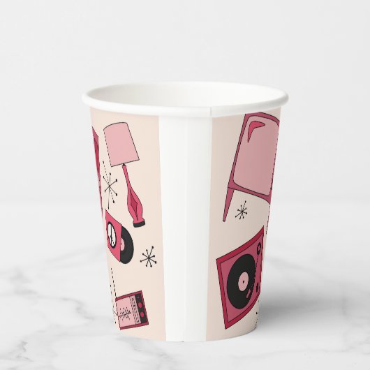 Retro design in verschillende tinten roze papieren bekers (Rechts)