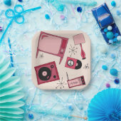 Retro design in verschillende tinten roze papieren bordje (Feest)