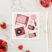 Retro design in verschillende tinten roze servet (Insitu)