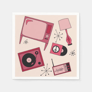 Retro design in verschillende tinten roze servet