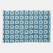 Retro Design Kitchen Towel in Blauwgroen & Aqua Theedoek (Horizontaal)
