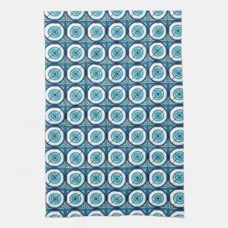 Retro Design Kitchen Towel in Blauwgroen & Aqua Theedoek