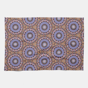 Retro design met Oranje en Paarse cirkels Theedoek