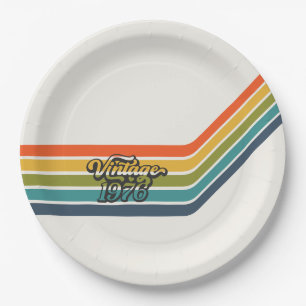 Retro design papieren borden uit 1976 bordje