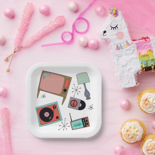 Retro-design Papieren Bordje (Feest)