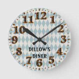 Retro Design Personalized Clock Sjabloon Ronde Klok