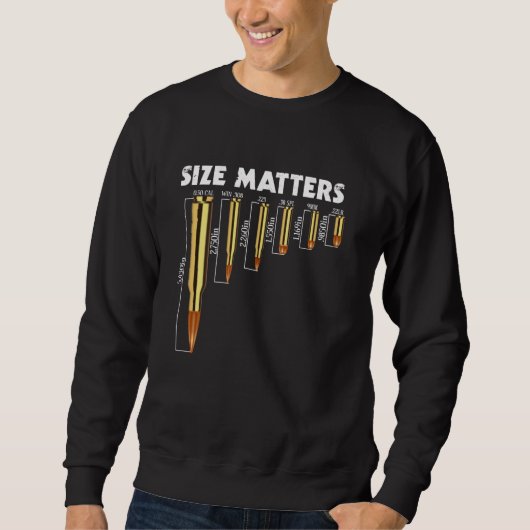 Retro  Design Size Matters Verschillende Kalibe Trui (Voorkant)