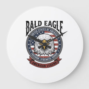 Retro Design T-shirt met Amerikaanse Adelaar en Pa Grote Klok