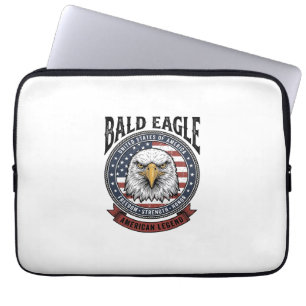 Retro Design T-shirt met Amerikaanse Adelaar en Pa Laptop Sleeve