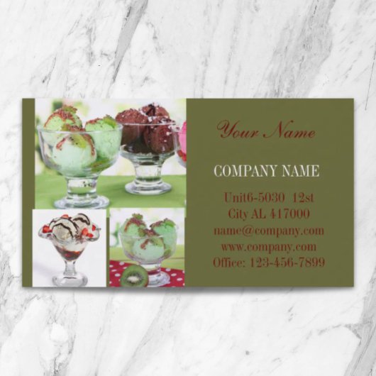 Retro dessert sundae ijsje visitekaartje