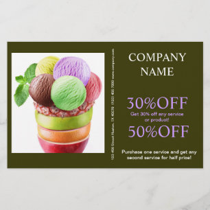 Retro dessert sundae sweets ijs flyer