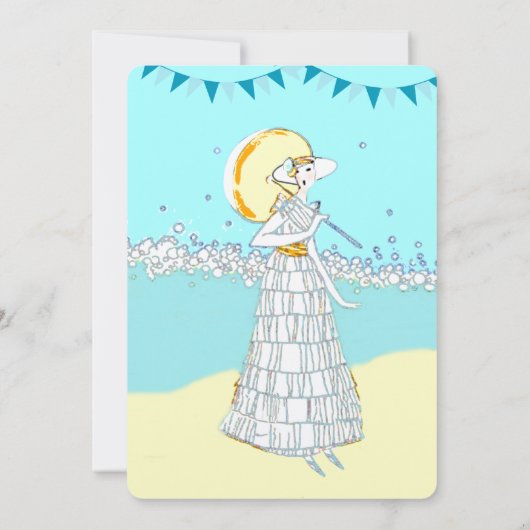 Retro Destination Beach Wedding Vrijgezellenfeest Kaart (Achterkant)