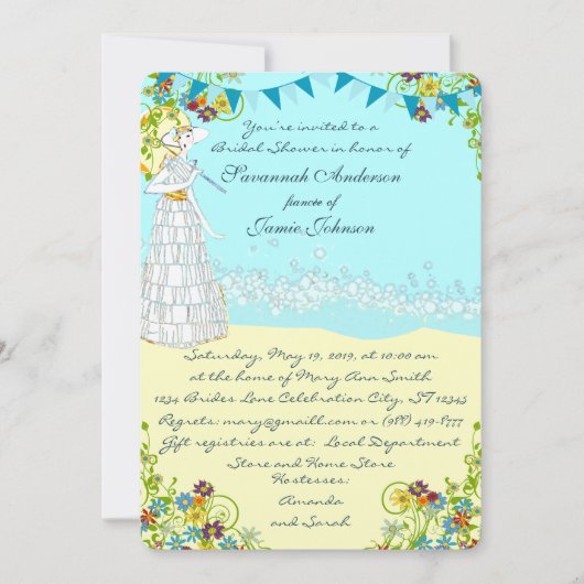 Retro Destination Beach Wedding Vrijgezellenfeest Kaart (Voorkant)