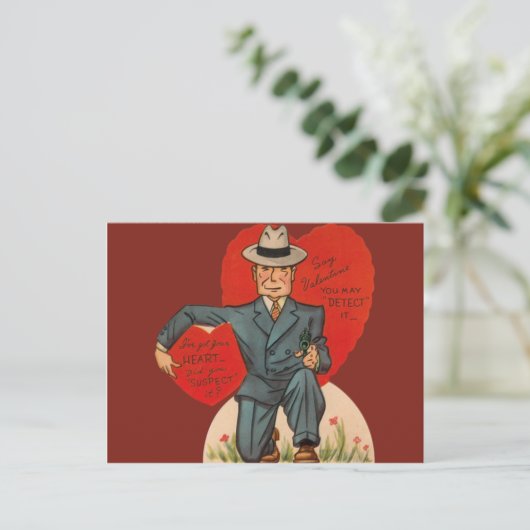  retro detective Valentijn Kaart (Staand voorkant)