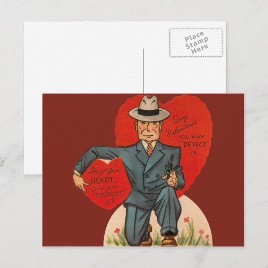  retro detective Valentijn Kaart (Voorkant / Achterkant)