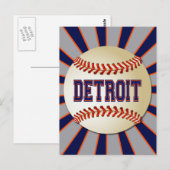 RETRO DETROIT BASEBALL BRIEFKAART (Voorkant / Achterkant)