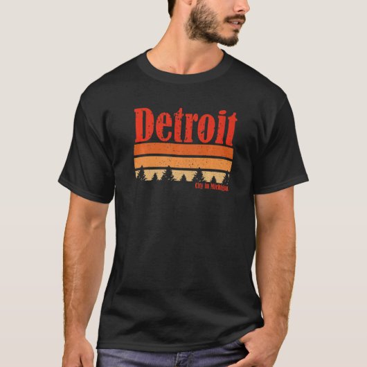 Retro Detroit Michigan  Weathered Graphic T-shirt (Voorkant)
