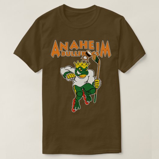 Retro Deunct Anaheim Bullfrogs Roller Hockey T-shirt (Design voorkant)