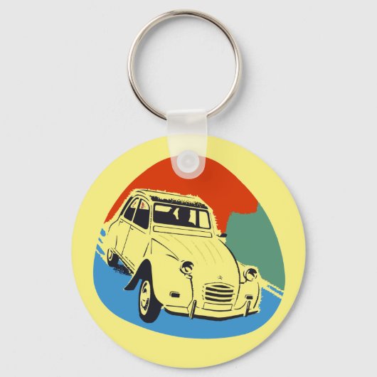 Retro Deux Chevaux de tinslak Sleutelhanger (Voorkant)