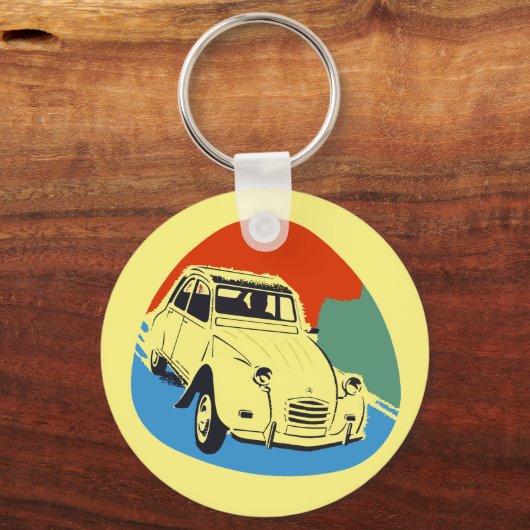 Retro Deux Chevaux de tinslak Sleutelhanger (Voorkant)