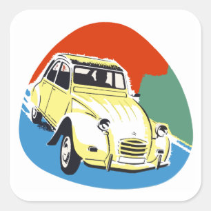 Retro Deux Chevaux de tinslak Vierkante Sticker