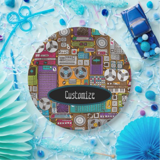 Retro Devices Recording Studio Papieren Bordje (Feest)