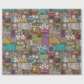 Retro Devices Recording Studio Wrapping Paper Cadeaupapier (Vlak)