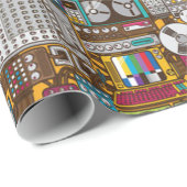 Retro Devices Recording Studio Wrapping Paper Cadeaupapier (Rol Hoek)